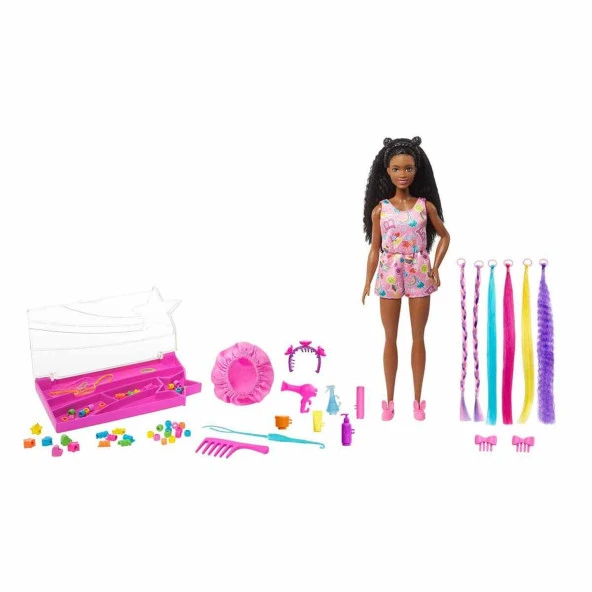 Barbie Brooklyn Eğlenceli Saçlar Oyun Seti Barbie Brooklyn Roberts Bebek 50'den Fazla Aksesuar - 6