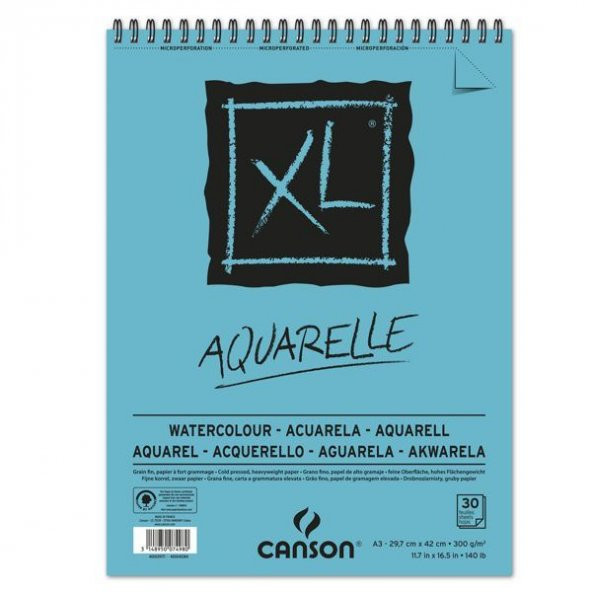 Canson XL Spiralli Suluboya Blok 300 gr. A3 30 Sayfa