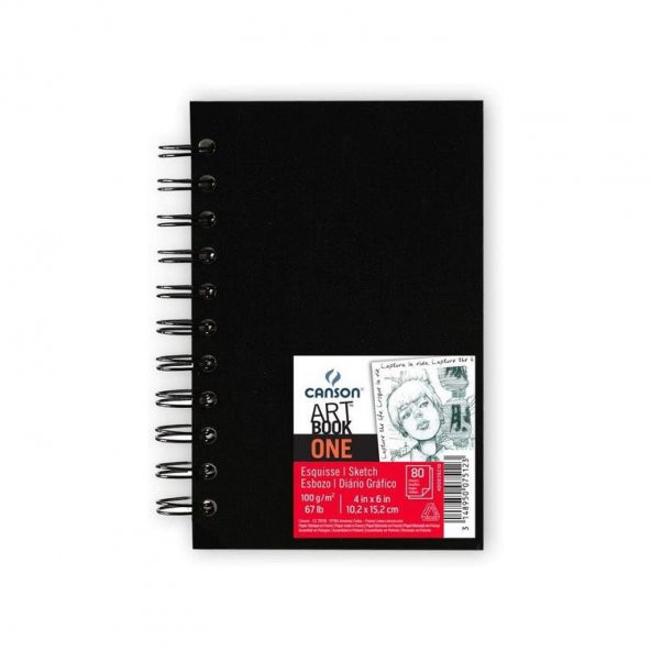 Canson Art Book One Sert Kapak Spiralli Eskiz Defteri 100 gr. 10,2x15,2 cm. 80 yp.