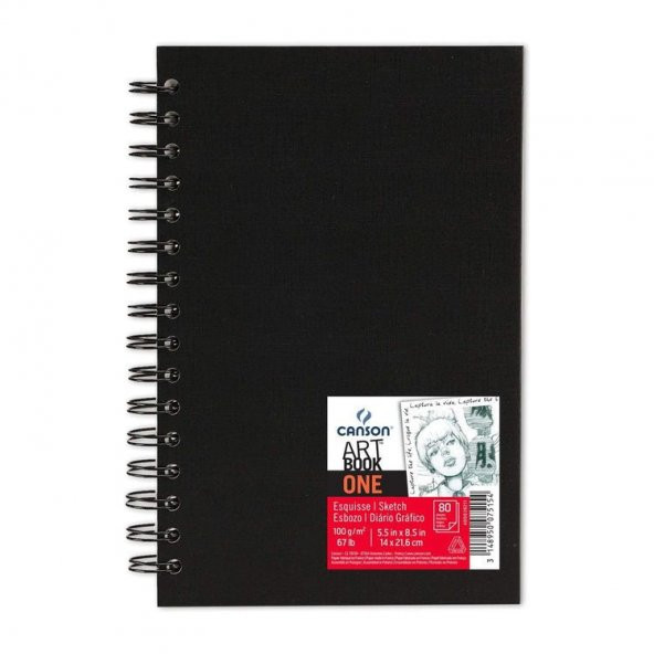 Canson Art Book One Sert Kapak Spiralli Eskiz Defteri 100 gr. 14x21,6 cm. 80 yp.