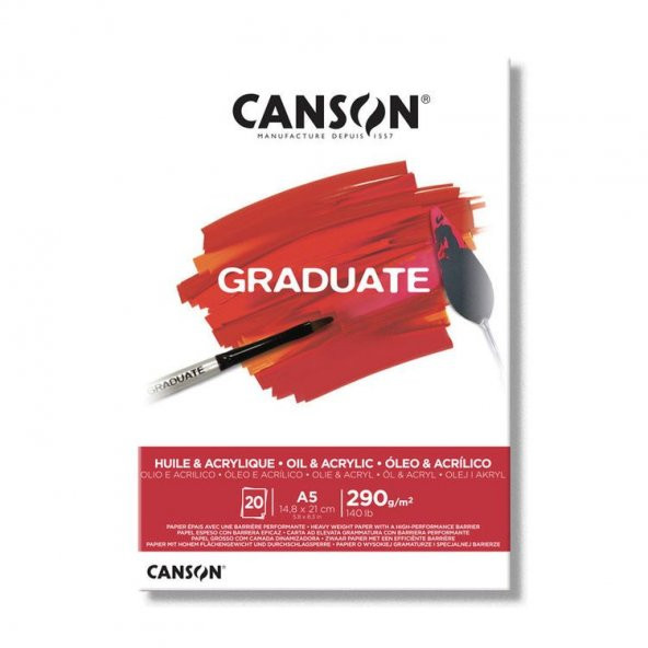 Canson Graduate Yağlıboya ve Akrilik Blok 290 gr. A5 20 yp.