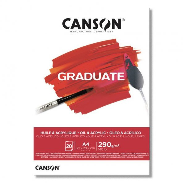 Canson Graduate Yağlıboya ve Akrilik Blok 290 gr. A4 20 yp.