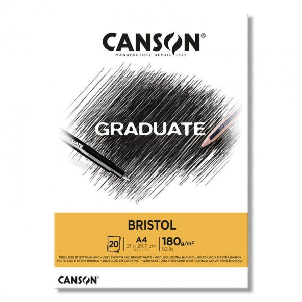Canson Graduate Bristol Blok 180 gr. A4 20 yp.