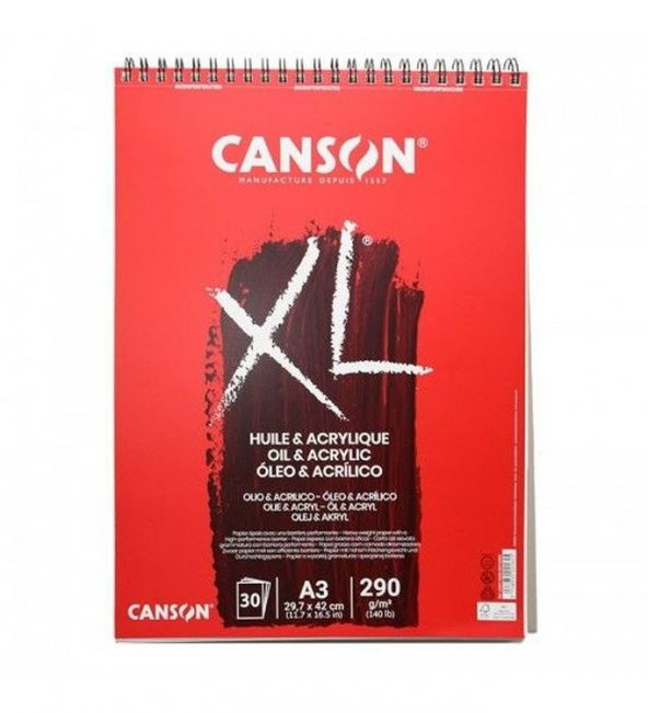 Canson XL Yağlıboya ve Akrilik Defteri 290 gr. A3 30 yp.