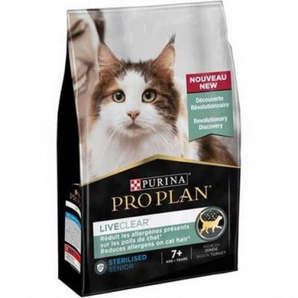 Pro Plan LiveClear +7 Hindili Alerjen Azaltan Kısırlaştırılmış Yaşlı Kedi Maması 1,4 Kg