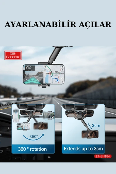 Fuchsia Dikiz Aynası Uyumlu Teleskopik Ayarlı Telefon Tutucu - Resim 3