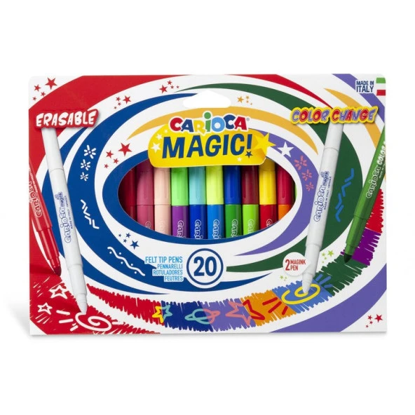 Carioca Magic Silinebilen ve Renk Değiştiren Sihirli Keçeli Boya Kalemi 20li