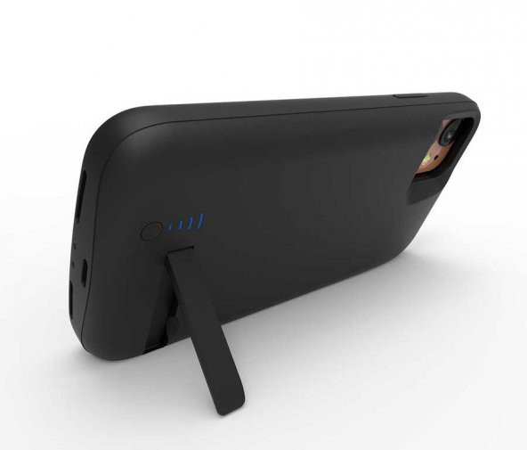 Apple iPhone 11 PRO Uyumlu Fuchsia Şarjlı Kılıf Led Işık Göstergeli Standlı Powerbank Kapak - 5