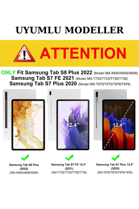 Galaxy S7 FE T730/T733/T736/T738 12,4 inç Uyumlu Fuchsia Pino Tablet Kılıf - Resim 12
