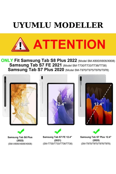 Galaxy Tab S7+/S8+ T970/T975/T976/S7 FE 12,4 inç Fuchsia Pino Tablet Kılıfı - 2