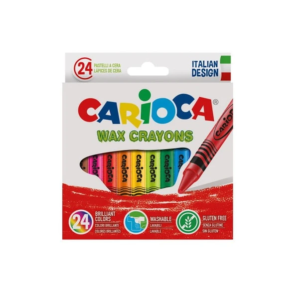 Carioca Wax Crayons Yıkanabilir Pastel Boya Kalemi 24lü