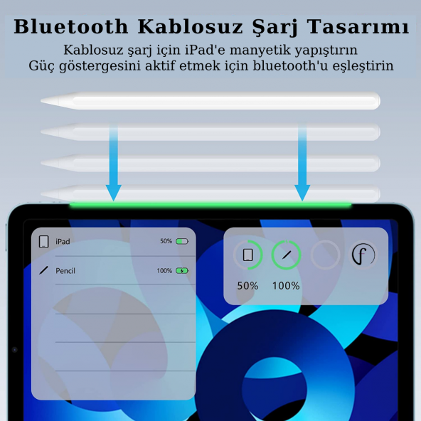Apple İpad 10.9 inç Kablosuz Şarj Olabilen A2588 - A2589 - A2591 Uyumlu Manyetik Kalem - 2