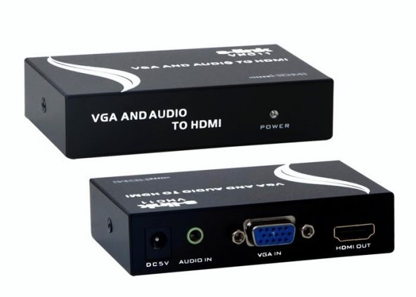 S-Link SL-VHC11 VGA to HDMI Dişi-Dişi Siyah Dönüştürücü Adaptör