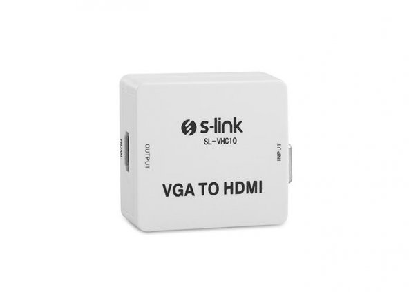 S-Link SL-VHC10 VGA to HDMI Dişi-Dişi Beyaz mini Dönüştürücü Adaptör