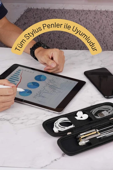 Stylus Kalem Kutusu Dokunmatik Kalemler için Fuchsia Bölmeli Eva Korumalı Taşıma Çantası - Resim 4