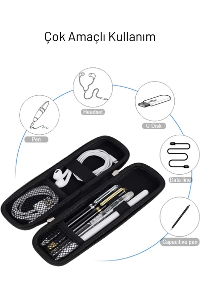 Stylus Kalem Kutusu Dokunmatik Kalemler için Fuchsia Bölmeli Eva Korumalı Taşıma Çantası - Resim 6