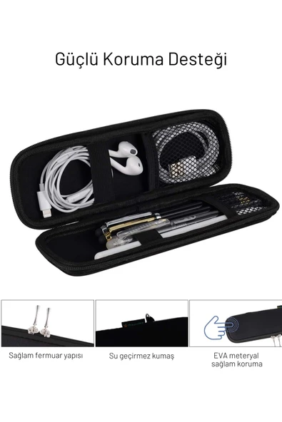 Stylus Kalem Kutusu Dokunmatik Kalemler için Fuchsia Bölmeli Eva Korumalı Taşıma Çantası - Resim 3