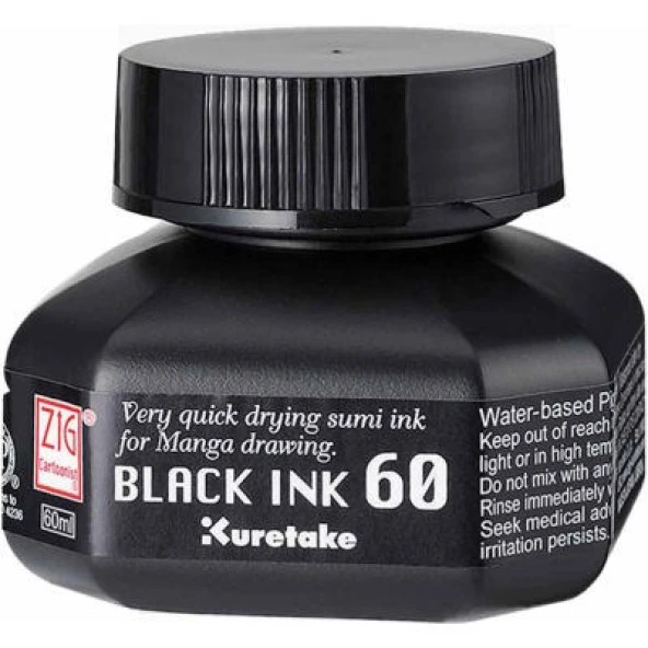 Zig Black Ink Siyah Yazı ve Çizim Mürekkebi 60 ml. (Hızlı Kuruyan)