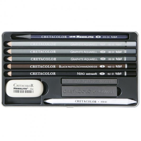 Cretacolor Artino Graphite Drawing Set Profesyonel Çizim Seti 10 Parça Metal Kutu (400 21)