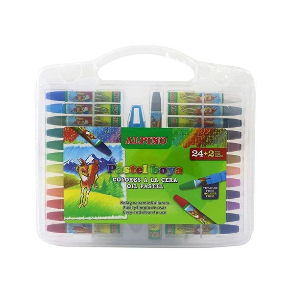 Alpino Yağlı Pastel Boya 24 Renk Plastik Çantalı