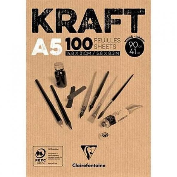 Clairefontaine Kraft Sketch Blok A5 90 gr. 100 Yaprak