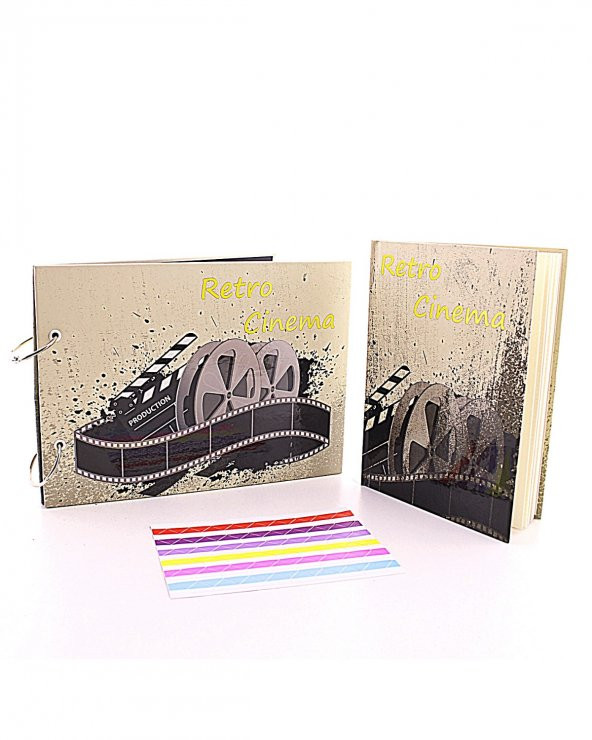 Retro Cinema Tasarımlı Kendin Yap Fotoğraf Albümü ve Defter Set - 4