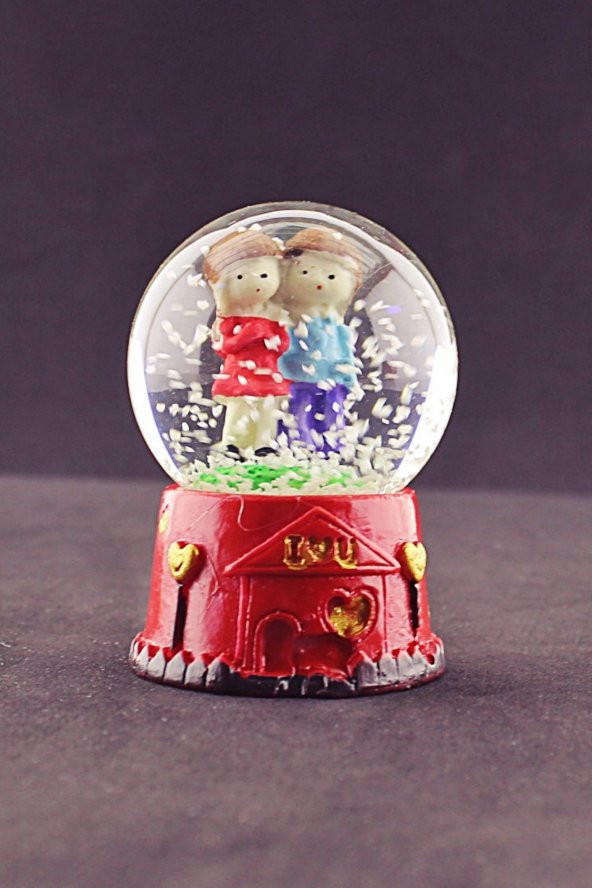 Sevimli Çift Temalı Mini Boy Işıklı Kar Küresi 6,5 cm
