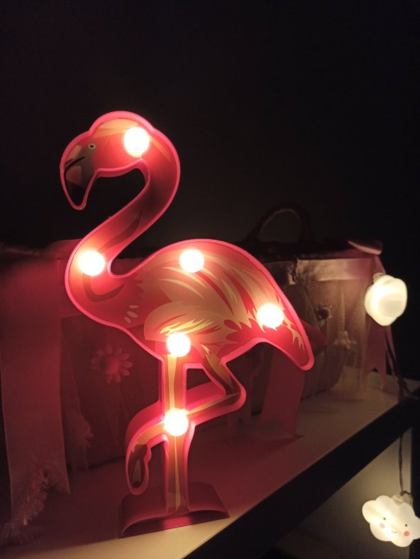 Dekoratif 3D Led Flamingo Gece Lambası 22 cm