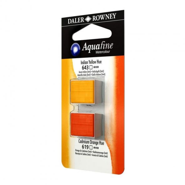 Daler Rowney Aquafine 1/2 Tablet Suluboya 2li Set INDIAN YELLOW HUE/CAD ORANGE HUE