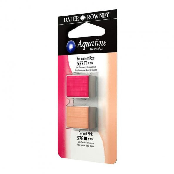 Daler Rowney Aquafine 1/2 Tablet Suluboya 2li Set PERMANENT ROSE/PORTRAIT PINK