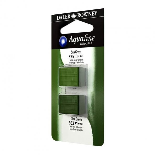 Daler Rowney Aquafine 1/2 Tablet Suluboya 2li Set SAP GREEN/OLIVE GREEN