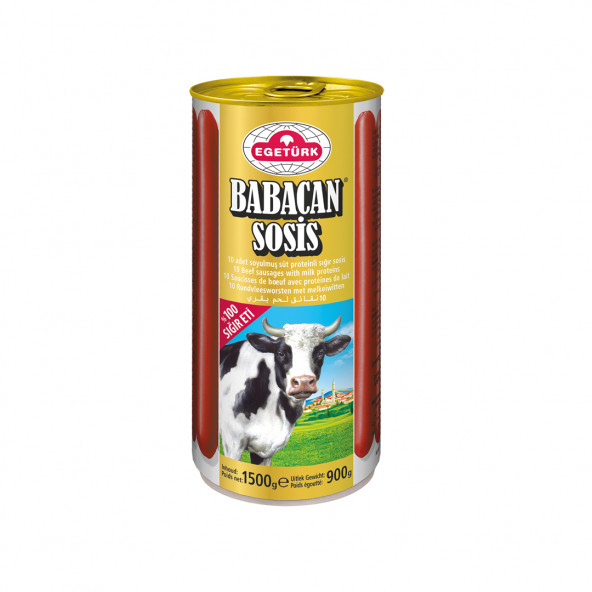EGETÜRK Babacan Soyulmuş Süt Proteinli Koserve Sığır Sosis / 10 Adet - NET: 900gr