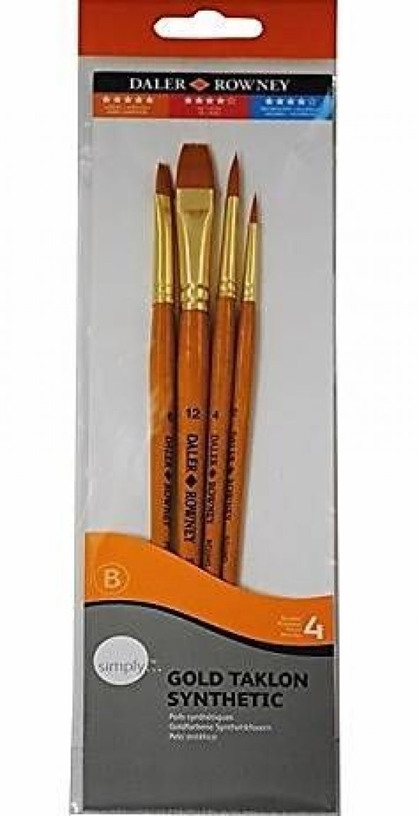 Daler Rowney Gold Taklon Synthetic 4lü Fırça Seti 216920401