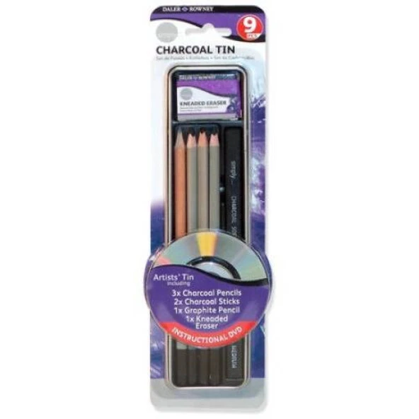 Daler Rowney Charcoal Tin Set 8 Parça Kömür Seti