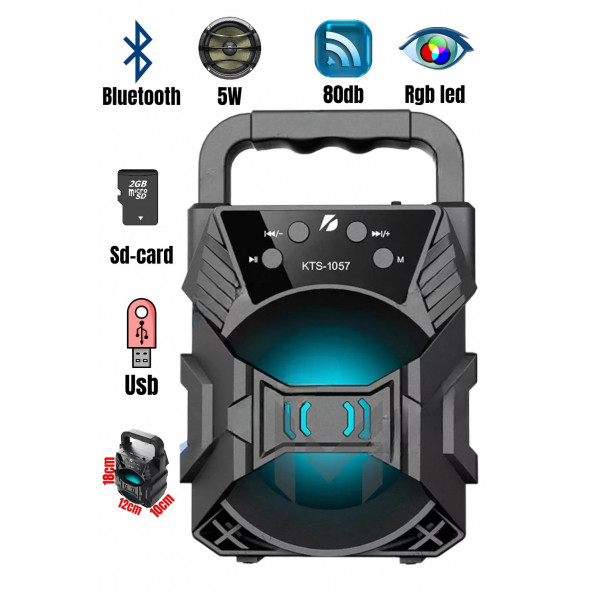 TT KTS-1057 Wireless Kablosuz Bluetooth Hoparlör RGB SD/USB - 2