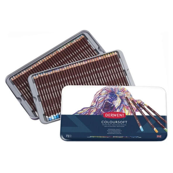 Derwent Coloursoft Pencils Yumuşak Kuruboya Kalemi 72li Teneke Kutu