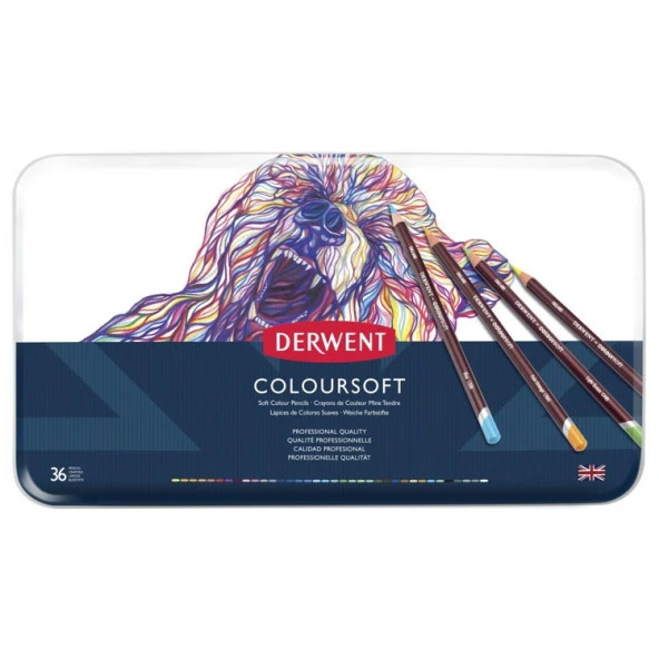 Derwent Coloursoft Pencils Yumuşak Kuruboya Kalemi 36lı Teneke Kutu