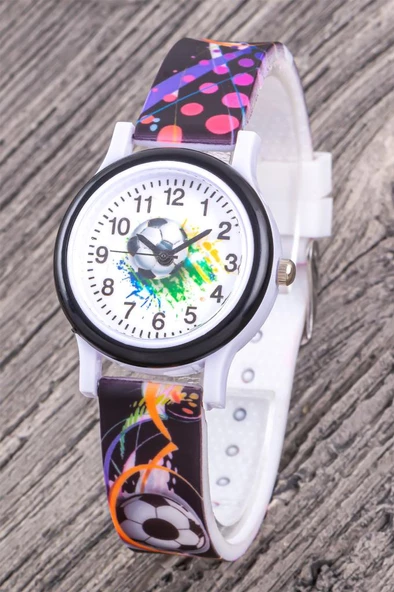 Futbol Top Desenli 4-12 Yaş Siyah Renk Çocuk Kol Saati Öğrenci Saati ST-304332 - Resim 3