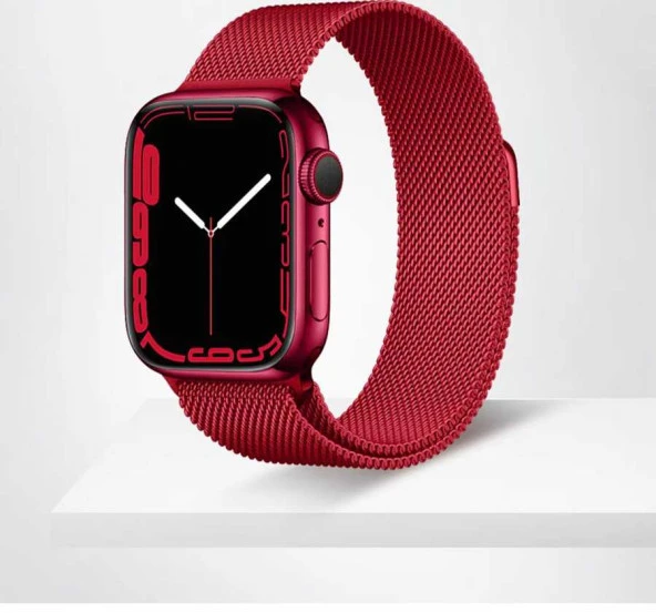 Apple Watch 7 41mm KRD-01 Saat Değildir. Metal Kordon Lyon Tech  Kırmızı