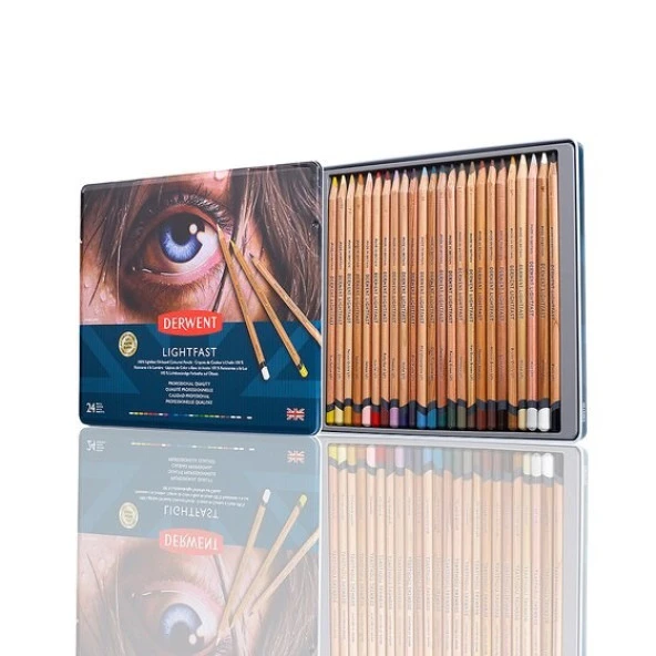 Derwent Lightfast Kuruboya 24 Renk Metal Kutu