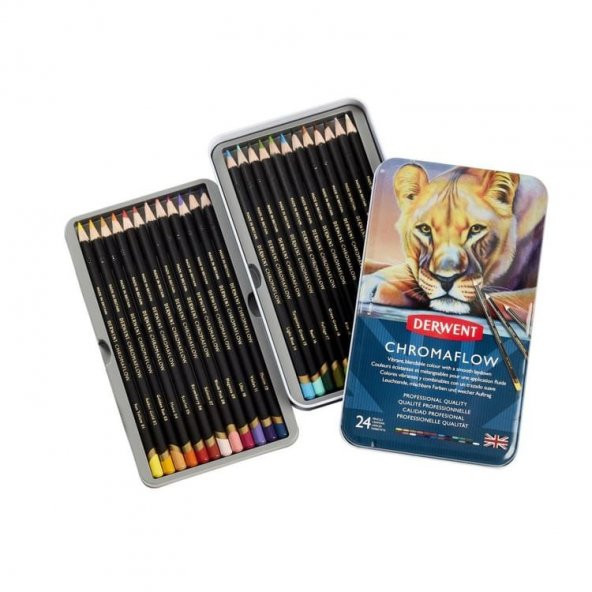 Derwent Chromaflow Kuruboya 24 Renk Metal Kutu