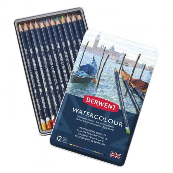 Derwent Watercolour Pencil Suluboya Kalem Seti 12li Teneke Kutu