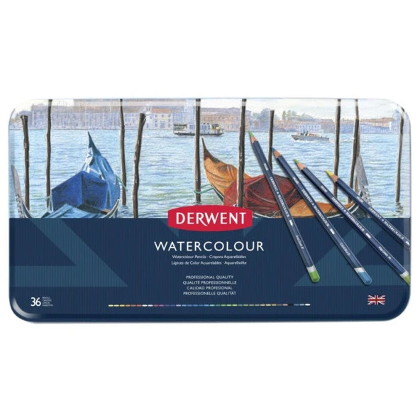 Derwent Watercolour Pencil Suluboya Kalem Seti 36lı Teneke Kutu