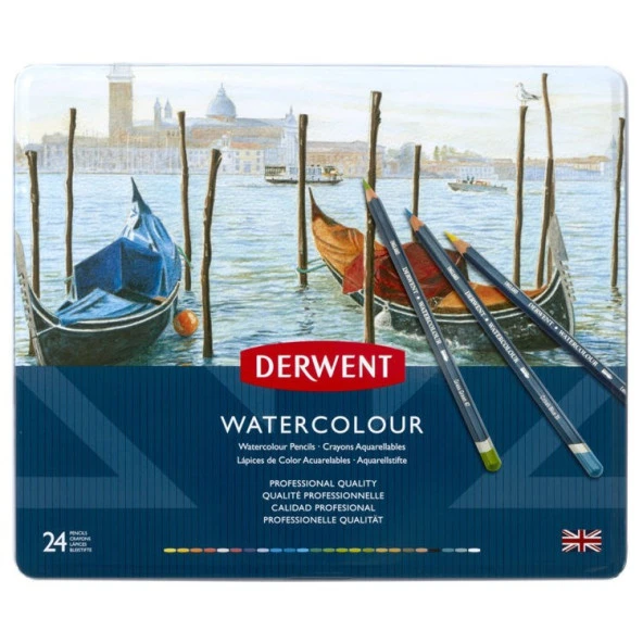 Derwent Watercolour Pencil Suluboya Kalem Seti 24lü Teneke Kutu