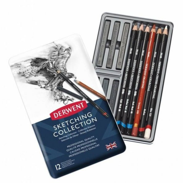 Derwent Sketching Collection Eskiz Koleksiyonu 12li Teneke Kutu