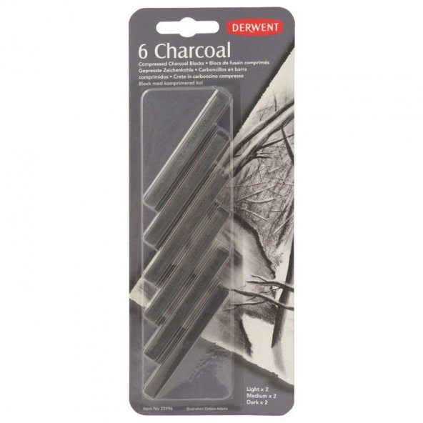 Derwent Compressed Charcoal Sıkıştırılmış Kömür Bloklar 6lı Blister