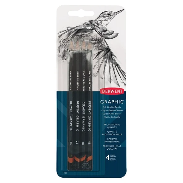 Derwent Graphic Pencils Dereceli Kalem Seti Soft (Sketching) 4lü Blister