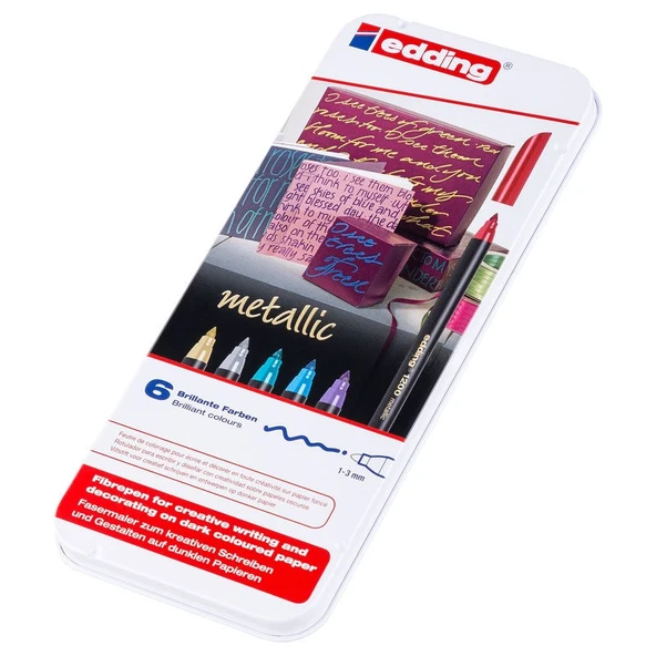 Edding 1200 Grafik Kalemi Metalik Renkler 6lı Bulk