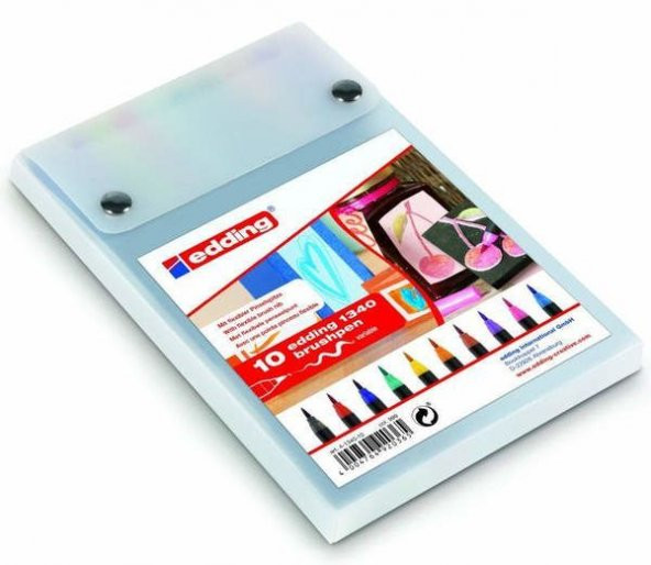 Edding 1340 Brushpen Fırça Uçlu Kalem 10 Renk PP Kutu