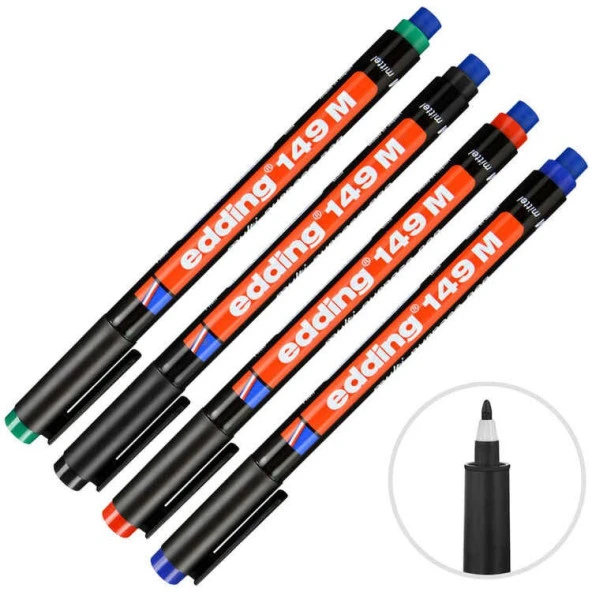 Edding 149 M Çok Amaçlı Permanent Kalem (Silgili Asetat Kalemi) 4lü Poşet